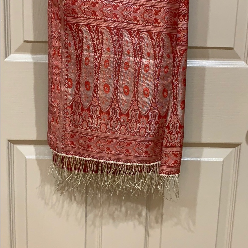 Red satin Asian style wrap